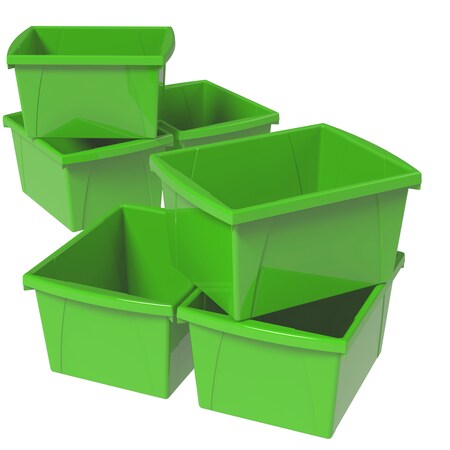 Storex Storage Bin, 4 Gallon, Green, PK6 61480U06C