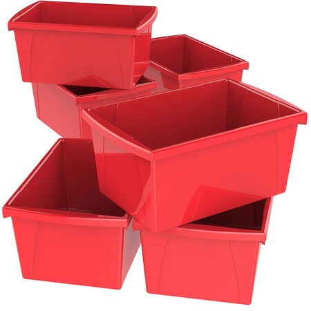 Storex Storage Bin, Red, 6 PK 61483U06C