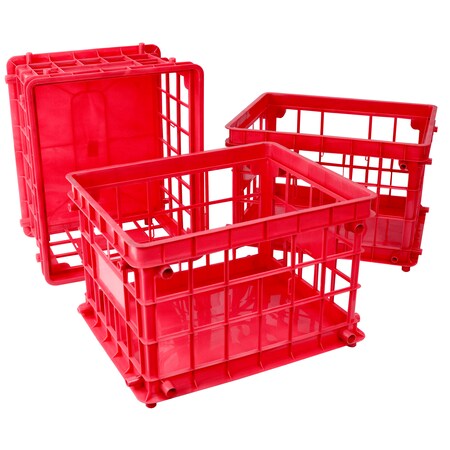 Storex File Crate, Red, PK3 61496U03C