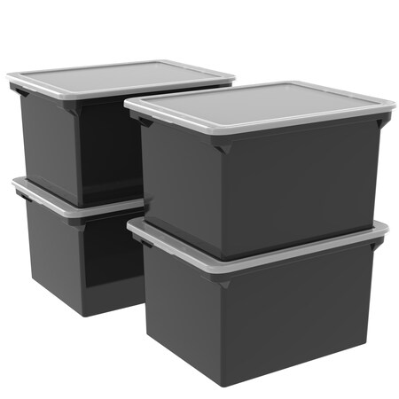 Storex Portable File Tote, w/Lid, PK4 61528U04C