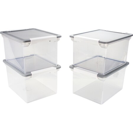 Storex File Tote, w/Locking Handles, PK4 61530U04C