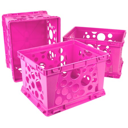Storex Stacking Container, Pink, Plastic, 3 PK 61557U03C