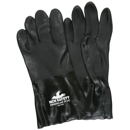 Mcr Safety Chemical Resistant Gloves, PVC, 12 in L, Black, L, 12 PK 6212S