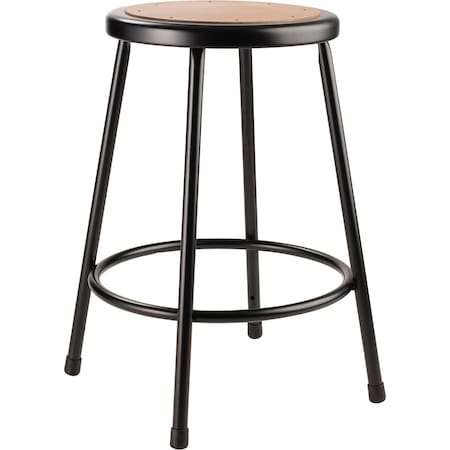National Public Seating Round Stool, Height Range 24", Masonite Board Black 6224-10