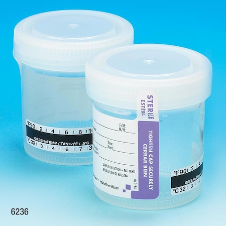 Globe Scientific Drug Test Cont, 90mL Wide, Pp, PK300 6236