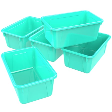 Storex Cubby Storage Bin, Teal, 5.1 in H, 7.8 in W, 12.2 in L, 5 PK 62420U05C