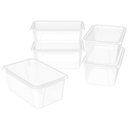 Storex Small Cubby Bin, w/Cover, Trans, PK5 62436U05C