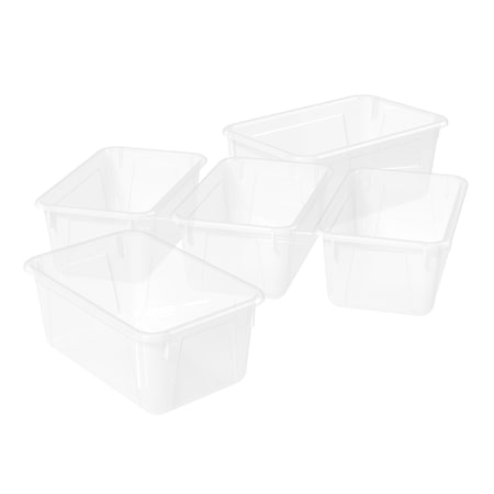 Storex Cubby Storage Bin, Translucent, 5.1 in H, 7.8 in W, 12.2 in L, 5 PK 62461U05C