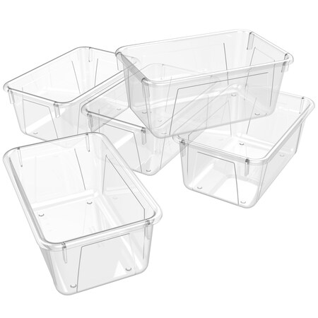 Storex Cubby Storage Bin, Clear, 5.1 in H, 7.8 in W, 12.2 in L, 5 PK 62464U05C