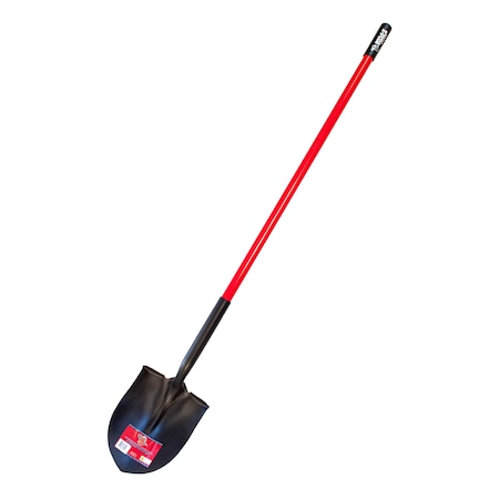 Bully Tools Round Point Shovel, 14 ga. Steel Blade, 60 in L Fiberglass Handle 62515