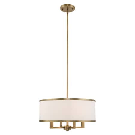 Livex Lighting Park Ridge 4 Light Antique Brass Pendant Chandelier 62615-01