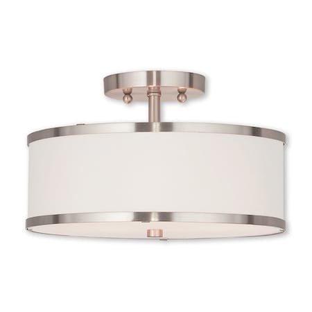 Livex Lighting Park Ridge 2 Light Brushed Nickel Ceiling Mount 62627-91