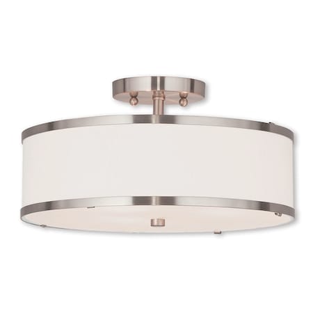 Livex Lighting Park Ridge 3 Light Brushed Nickel Ceilin 62628-91