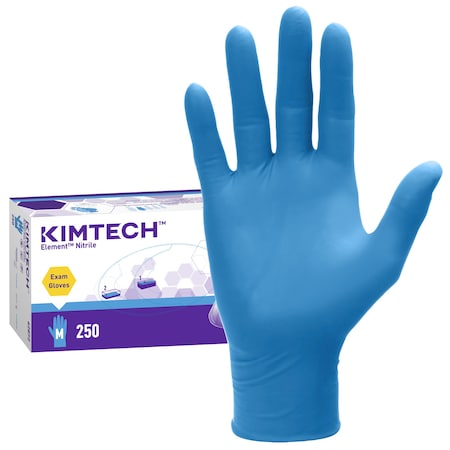 Ansell Element, Disposable Gloves, 3.2 mil Palm, Nitrile, Powder-Free, M, 250 PK, Blue 62872