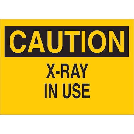Brady Caution Sign, 10 in H, 14 in W, Aluminum, Rectangle, 67992 67992