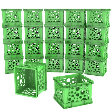 Storex Green Stacking Container 5 4/5 in x 6 4/5 in x 4 4/5 in H, 18 PK 63104U18C