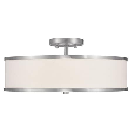 Livex Lighting Park Ridge 3 Light Brushed Nickel Ceiling Mount 6352-91
