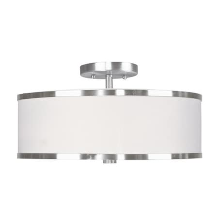 Livex Lighting Park Ridge 3 Light Brushed Nickel Ceiling Mount 6368-91