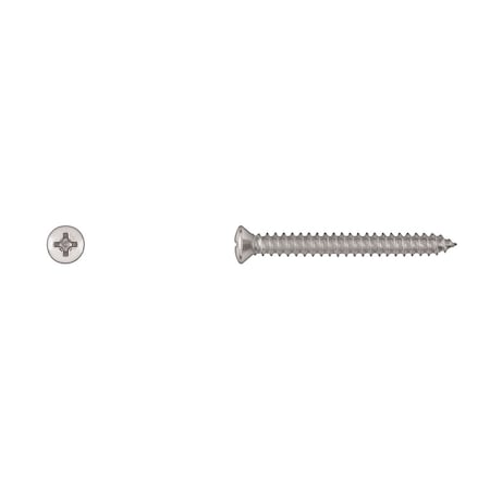 Disco Sheet Metal Screw, #8 x 1-1/2 in, Chrome Plated Steel Oval Head Phillips Drive 6404PK