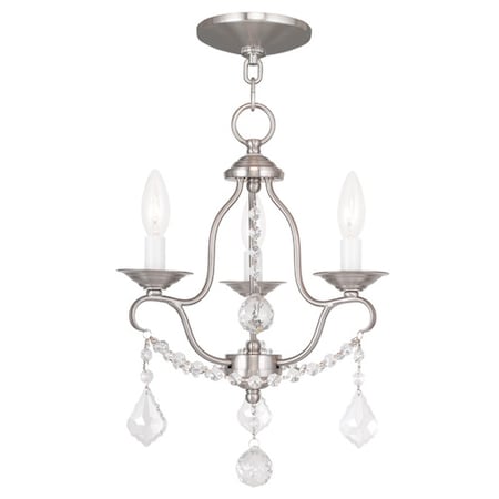 Livex Lighting Chesterfield 3 Light Brushed Nickel Mini Chandelier 6423-91