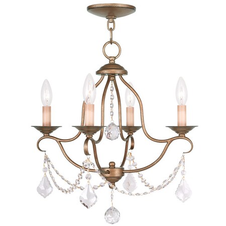 Livex Lighting Chesterfield 4 Light Antique Gold Leaf Mini Chandelier 6424-48