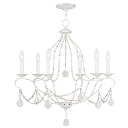 Livex Lighting Chesterfield 6 Light Antique White Chandelier 6426-60