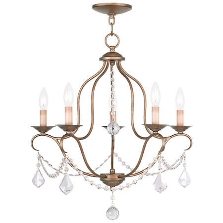 Livex Lighting Chesterfield 5 Light Antique Gold Leaf Chandelier 6435-48