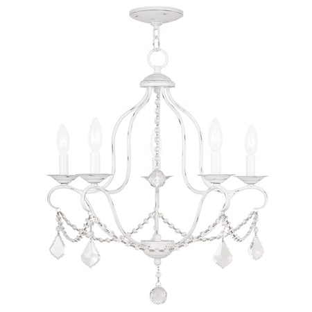 Livex Lighting Chesterfield 5 Light Antique White Chandelier 6435-60