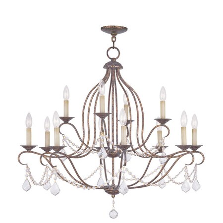 Livex Lighting Chesterfield 12 Light Hand Applied Venetian Golden Bronze Chandelier 6438-71