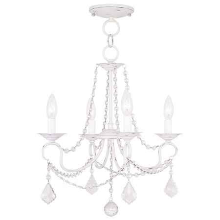 Livex Lighting Pennington 4 Light Antique White Convertible Chandelier/Ceiling Mount 6514-60