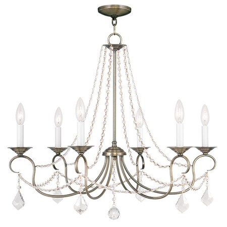 Livex Lighting Pennington 6 Light Antique Brass Chandelier 6516-01
