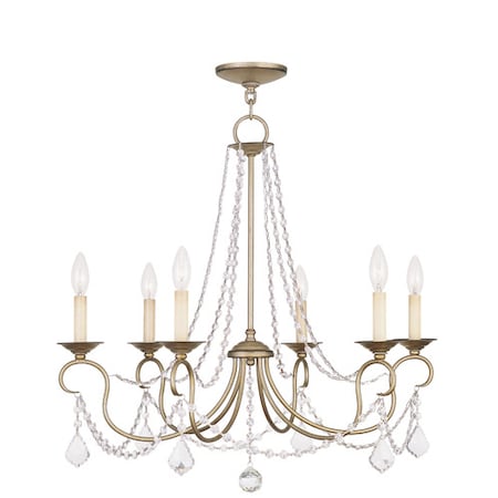 Livex Lighting Pennington 6 Light Hand Painted Antique Silver Leaf Chandelier 6516-73