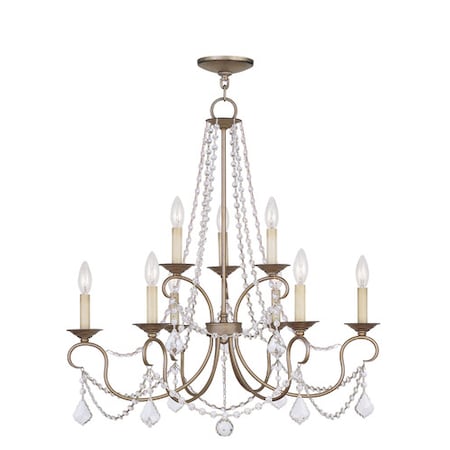 Livex Lighting Pennington 9 Light Hand Painted Antique Silver Leaf Chandelier 6519-73