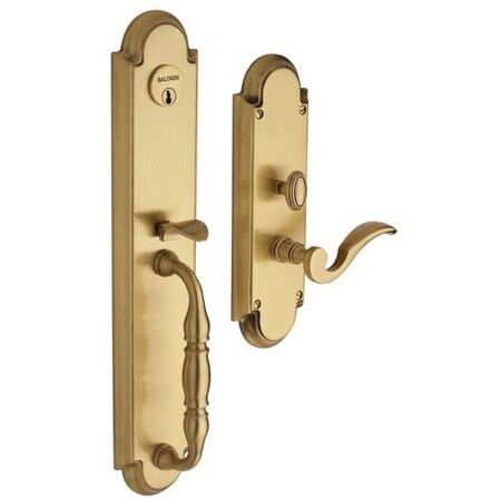 Baldwin Full Dummy Handlesets Satin Brass with Brown 6544.060.RFD