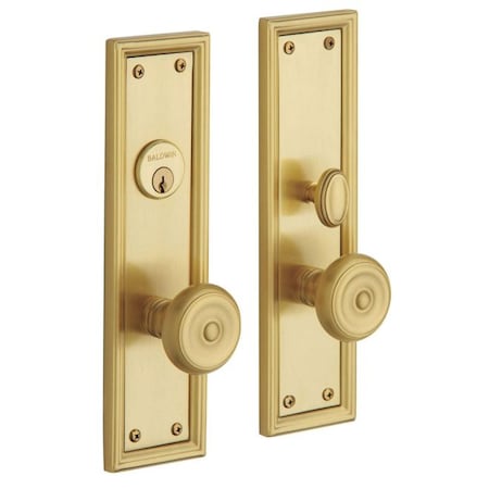Baldwin Full Dummy Handlesets Satin Brass with Brown 6547.060.FD