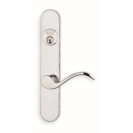 Omnia RH 858 LVR 65000 Narrow Plate SGL CYL 2" Backset Mort Bright Chrome 65858A20R2