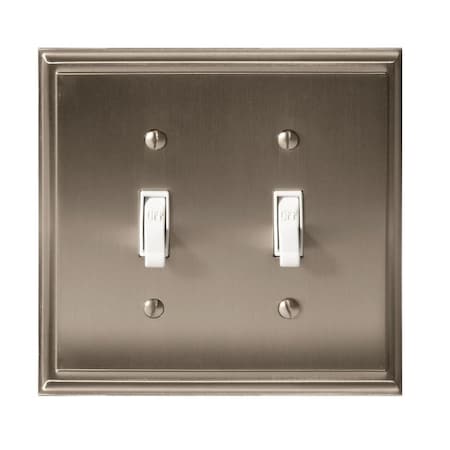 Amerock 2-Toggle Wall Plates, Number of Gangs: 2 Zinc, Satin Nickel Finish BP36515G10