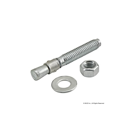 80/20 Wedge Anchor, 3/8" Dia., 2-3/4" L, Steel Zinc Plated 65-2901