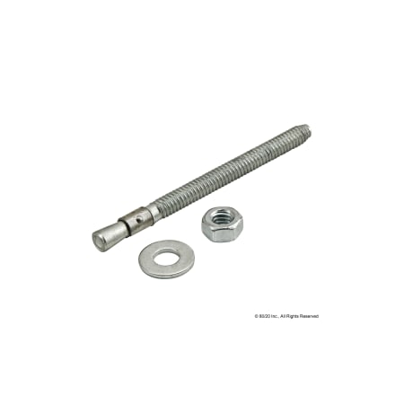 80/20 Wedge Anchor, 1/4" Dia., 3-1/4" L, Steel Zinc Plated 65-2905