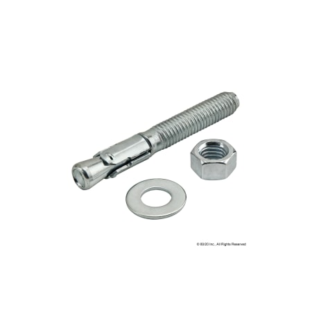 80/20 Wedge Anchor, 1/2" Dia., 3-3/4" L, Steel Zinc Plated 65-2906