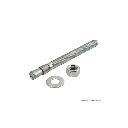 80/20 Wedge Anchor, 1/2" Dia., 5-1/2" L, Steel Zinc Plated 65-2907