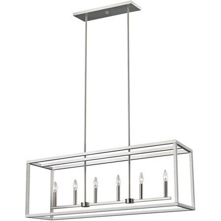 Sea Gull Six Light Island Pendant, Brushed Nickel, Height: 15" 6634506EN-962