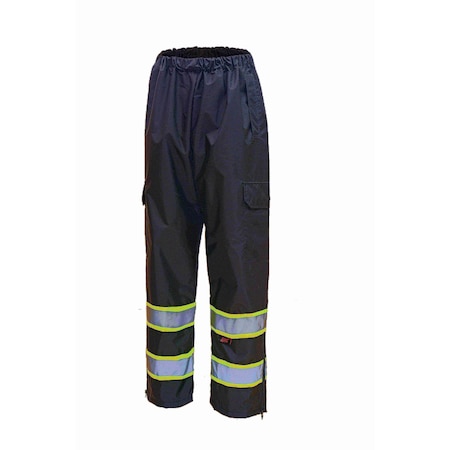 Gss Safety Class E Two Tone Rain Pants, 150D with PU Coating, Black, Size 2/3XL 6717-2/3XL