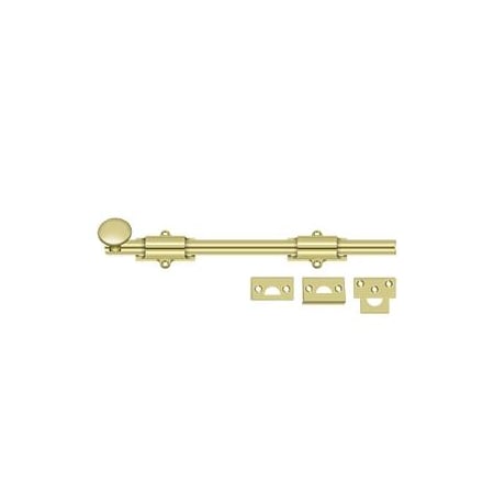 Deltana Surface Bolt, Heavy Duty Bright Brass 12" 12SB3