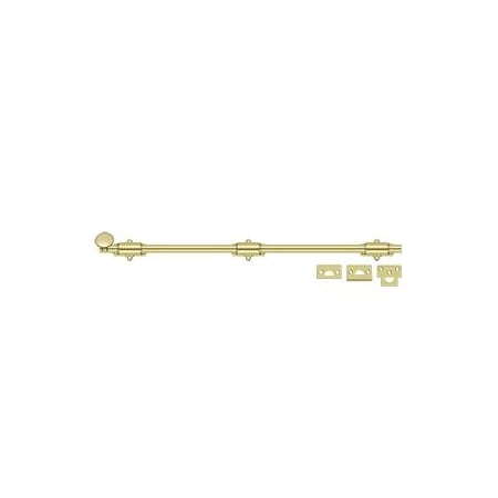 Deltana Surface Bolt, Heavy Duty Bright Brass 24" 24SB3