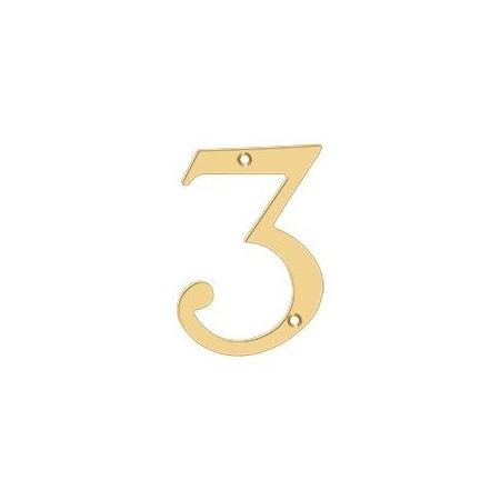 Deltana Numbers, Solid Brass Lifetime Brass 4" RN4-3