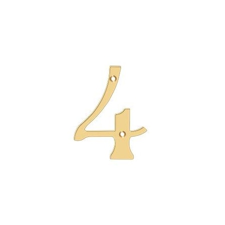 Deltana Numbers, Solid Brass Lifetime Brass 4" RN4-4