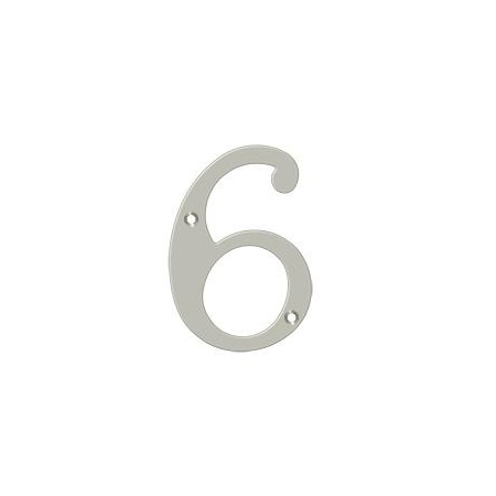 Deltana Numbers, Solid Brass Satin Nickel 4" RN4-6U15