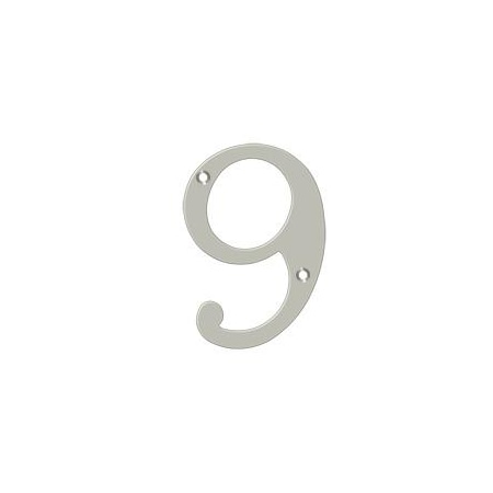 Deltana Numbers, Solid Brass Satin Nickel 4" RN4-9U15