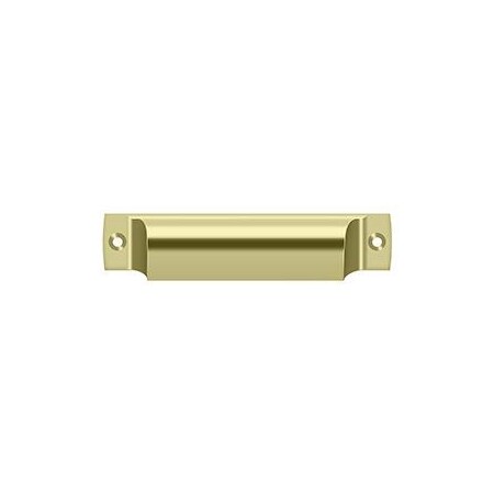 Deltana Rectangular Shell Pull Unlacquered Bright Brass 4" SHP40U3-UNL